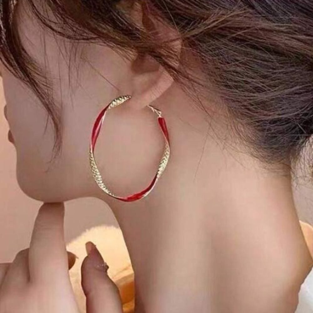 3for$20. NEW 1 Pair Of New Red Twisted Large Hoop Earrings